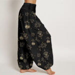 Buddha Stones Casual Lotus Eye Of Horus Pattern Women's Elastic Waist Harem Pants - image 2