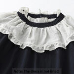 Buddha Stones Casual Ruffled Lace Patchwork Design Puff Sleeve Cotton Midi Dress With Pockets - image 12