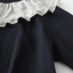 Buddha Stones Casual Ruffled Lace Patchwork Design Puff Sleeve Cotton Midi Dress With Pockets - image 13