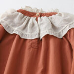 Buddha Stones Casual Ruffled Lace Patchwork Design Puff Sleeve Cotton Midi Dress With Pockets - image 4