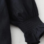 Buddha Stones Casual Ruffled Lace Patchwork Design Puff Sleeve Cotton Midi Dress With Pockets - image 14