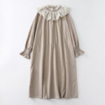 Buddha Stones Casual Ruffled Lace Patchwork Design Puff Sleeve Cotton Midi Dress With Pockets - Linen - US12，UK/AU16，EU44 (2XL) - image 17