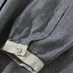 Buddha Stones Commute Retro DimGray Plaid Lantern Sleeve Cotton Linen Midi Dress With Pockets - image 6