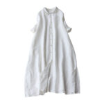 Buddha Stones Buttons Design Lapel Three Quarter Sleeve Cotton Linen Midi Dress With Pockets - White - US8-10，UK/AU12-14，EU40-42 (2XL) - image 6