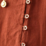 Buddha Stones Vintage OrangeRed Lace-Up Design Long Sleeve Cotton Maxi Dress With Pockets - image 11