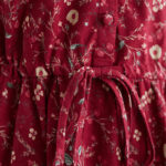 Buddha Stones Ethnic Printing Drawstring Long Sleeve Cotton Linen Maxi Dress With Pockets - image 15