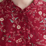Buddha Stones Ethnic Printing Drawstring Long Sleeve Cotton Linen Maxi Dress With Pockets - image 12
