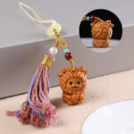 Buddha Stones Sandalwood 12 Chinese Zodiac Blessing Colorful Tassel Accessories Keychain - Goat - image 25