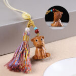 Buddha Stones Sandalwood 12 Chinese Zodiac Blessing Colorful Tassel Accessories Keychain - Horse - image 23