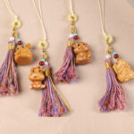 Buddha Stones Sandalwood 12 Chinese Zodiac Blessing Colorful Tassel Accessories Keychain - image 36