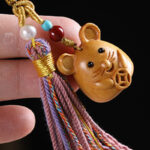 Buddha Stones Sandalwood 12 Chinese Zodiac Blessing Colorful Tassel Accessories Keychain - image 8