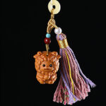 Buddha Stones Sandalwood 12 Chinese Zodiac Blessing Colorful Tassel Accessories Keychain - image 26