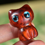 Buddha Stones Ebony Wood Small Leaf Red Sandalwood Cute Cat Animals Calm Decoration - image 11
