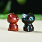 Buddha Stones Ebony Wood Small Leaf Red Sandalwood Cute Cat Animals Calm Decoration - image 20