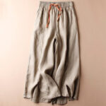 Buddha Stones Casual Cotton Slit Hem Women's 7-8 Length Wide Leg Pants With Pockets - BurlyWood - US8-10，UK/AU12-14，EU40-42 (2XL) - image 8