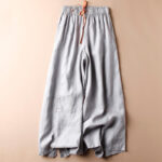 Buddha Stones Casual Cotton Slit Hem Women's 7-8 Length Wide Leg Pants With Pockets - LightSteelBlue - US8-10，UK/AU12-14，EU40-42 (2XL) - image 11
