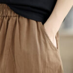 Buddha Stones Casual Plain Cotton Women's 7-8 Length Wide Leg Pants With Pockets - image 18