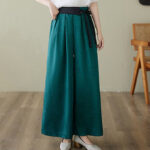 Buddha Stones Casual Jacquard Lace-up Cotton Women's Wide Leg Pants With Pockets - image 9
