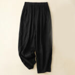 Buddha Stones Casual Plain Cropped Pants Women's Cotton Linen Harem Pants With Pockets - Black - US8-10，UK/AU12-14，EU40-42 (2XL) - image 11