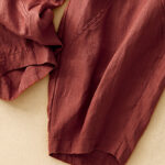 Buddha Stones Casual Plain Cropped Pants Women's Cotton Linen Harem Pants With Pockets - image 19