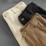 Buddha Stones Pure Color Buttons Women's Linen Pants With Pockets - image 16