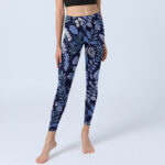 Buddha Stones Purple Leaves Print Gym Leggings Women's Yoga Pants - image 6