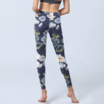 Buddha Stones Blue White Lotus Flowers Oil Painting Print Gym Leggings Women's Yoga Pants - image 7