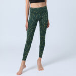 Buddha Stones Green Golden Leaves Branches Print Gym Leggings Women's Yoga Pants - image 6