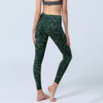 Buddha Stones Green Golden Leaves Branches Print Gym Leggings Women's Yoga Pants - image 5