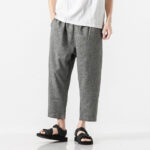 Buddha Stones Summer Plain Men's 7-8 Length Cotton Linen Pants With Pockets - DarkGray - US/UK/AU46，EU56 (5XL) - image 18