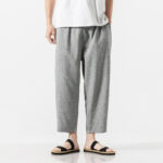 Buddha Stones Summer Plain Men's 7-8 Length Cotton Linen Pants With Pockets - LightGrey - US/UK/AU46，EU56 (5XL) - image 25