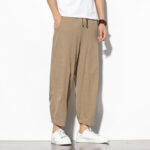 Buddha Stones Summer Men's 7-8 Length Cotton Linen Carrot Pants With Pockets - image 8