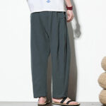 Buddha Stones Summer Side Frog-Button Design Men's Cotton Linen Pants With Pockets - image 5