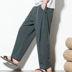 Buddha Stones Summer Side Frog-Button Design Men's Cotton Linen Pants With Pockets - image 8
