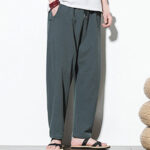 Buddha Stones Summer Side Frog-Button Design Men's Cotton Linen Pants With Pockets - image 3