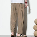 Buddha Stones Summer Side Frog-Button Design Men's Cotton Linen Pants With Pockets - image 12