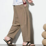 Buddha Stones Summer Side Frog-Button Design Men's Cotton Linen Pants With Pockets - image 13