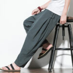 Buddha Stones Summer Side Frog-Button Design Men's Cotton Linen Pants With Pockets - image 9