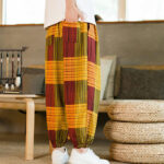Buddha Stones Summer Checkered Stripes Cotton Linen Men's Harem Pants With Pockets - image 24