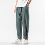 Buddha Stones Summer Chinese Characters Embroidery Men's Cotton Linen Pants With Pockets - CadetBlue - US/UK/AU46，EU56 (5XL) - image 21