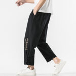 Buddha Stones Summer Chinese Characters Embroidery Men's Cotton Linen Pants With Pockets - image 6