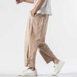 Buddha Stones Summer Chinese Characters Embroidery Men's Cotton Linen Pants With Pockets - image 12