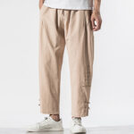 Buddha Stones Summer Chinese Characters Embroidery Men's Cotton Linen Pants With Pockets - image 13