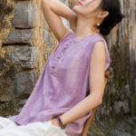 Buddha Stones Summer Tie-dye Buttons Linen Sleeveless Women's Vest - image 18