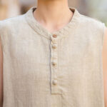 Buddha Stones Summer Tie-dye Buttons Linen Sleeveless Women's Vest - image 28