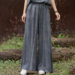 Buddha Stones Casual Tie-Dye Women's Linen Wide Leg Pants With Pockets - image 12