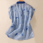 Buddha Stones Small Yellow Flower Leaves Buttons Short Sleeve Women's Shirt - image 11
