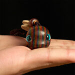 Buddha Stones Rainbow Eucalyptus Dolphin Carved Positive Key Chain Phone Hanging Decoration - image 5
