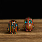 Buddha Stones 2Pcs Mini Rainbow Eucalyptus Penguin Carved Creativity Decoration - 2Pcs Penguin 28*26mm - image 1