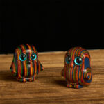 Buddha Stones 2Pcs Mini Rainbow Eucalyptus Penguin Carved Creativity Decoration - image 2